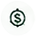 Dark green dollar-sign coin icon on a pale circular field.