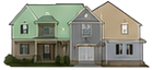 Small colored elevation illustration of the house used for install-zone mapping.